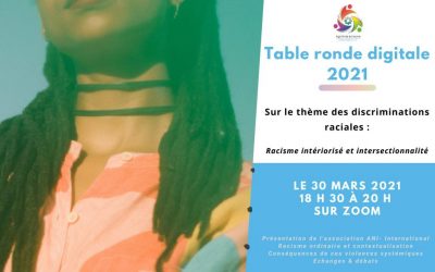 ANI-International vous invite à une table ronde digitale : Racisme intériorisé et intersectionnalité, quelles conséquences?